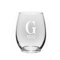 Gettysburg College "G 1832" 15oz Stemless Wine Glass