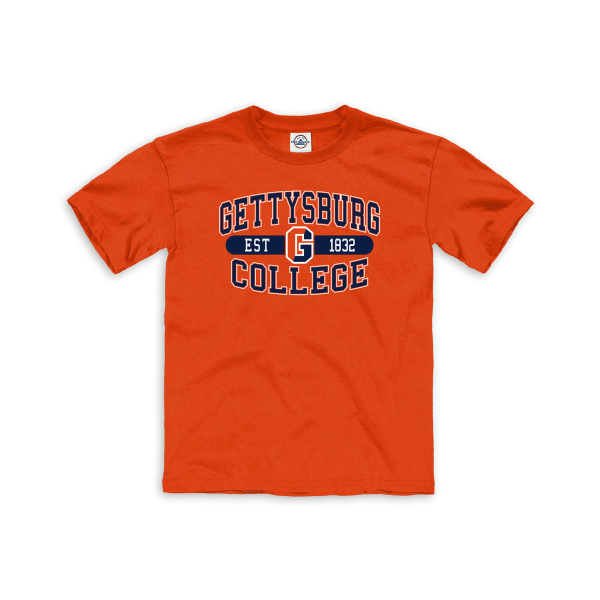 Gettysburg College Split G Orange Youth Short Sleeve Tee