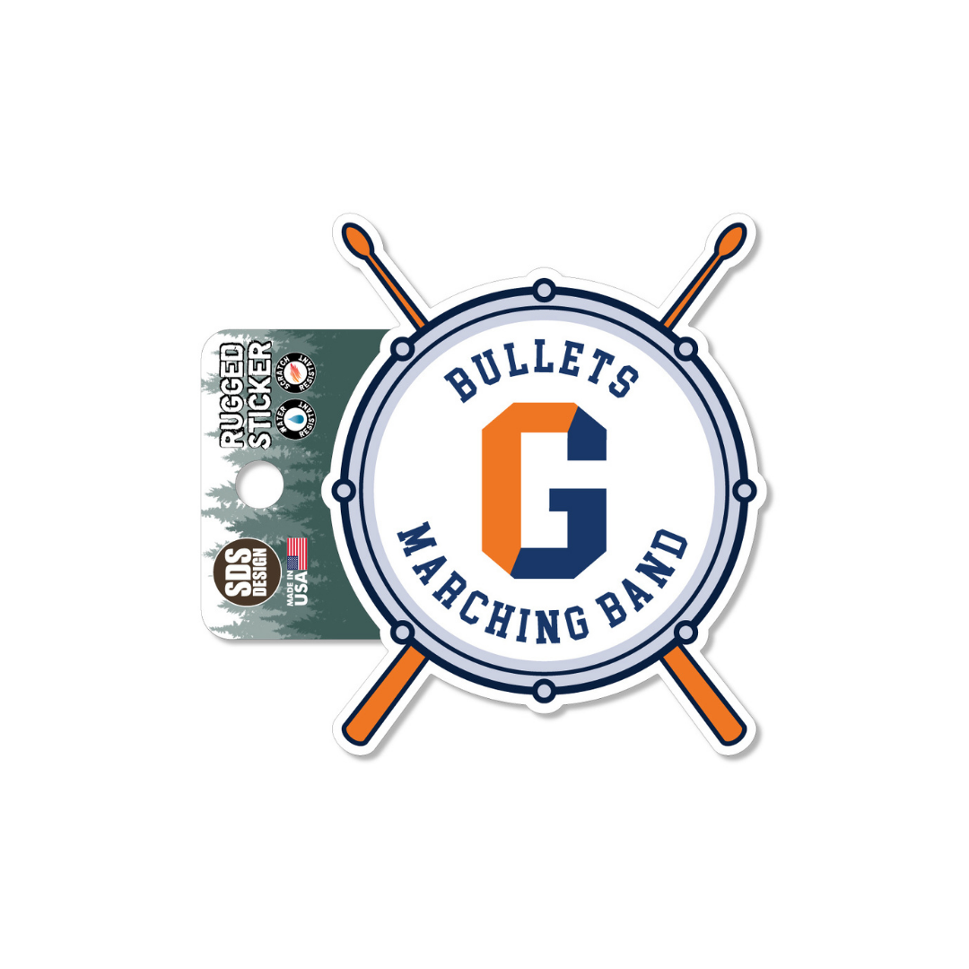 Bullets Marching Band Drum 3.5" Rugged Sticker