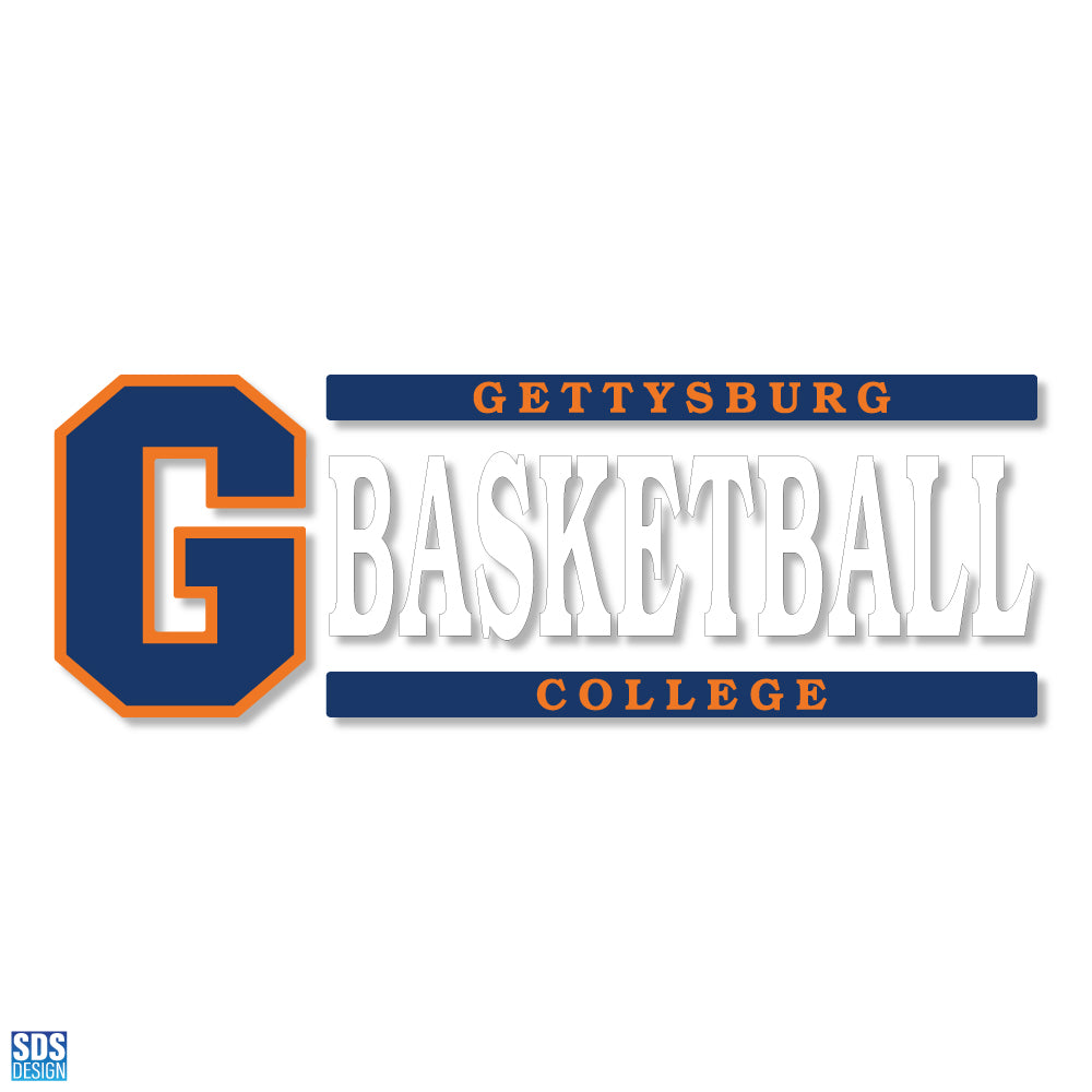 Gettysburg College Block Gettysburg Basketball 6" x 2" Vinyl Decal