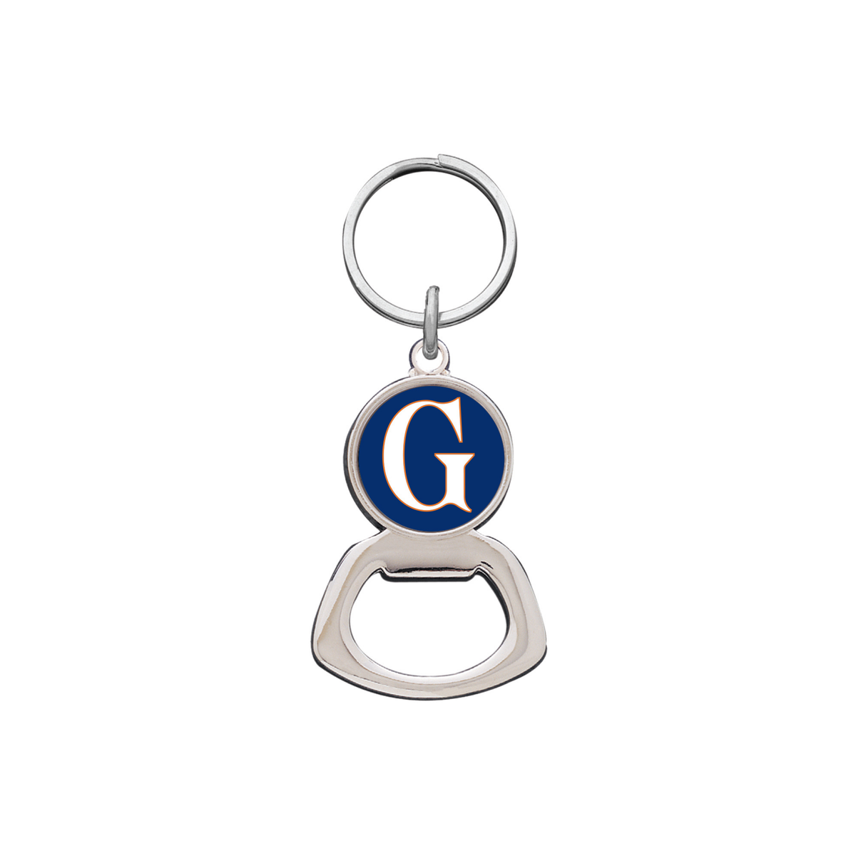 Gettysburg College G Silver Bottle Opener Keychain