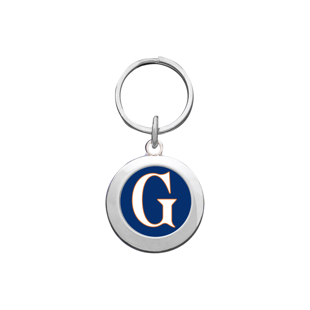 Gettysburg College G Silver Prestige Round Keychain