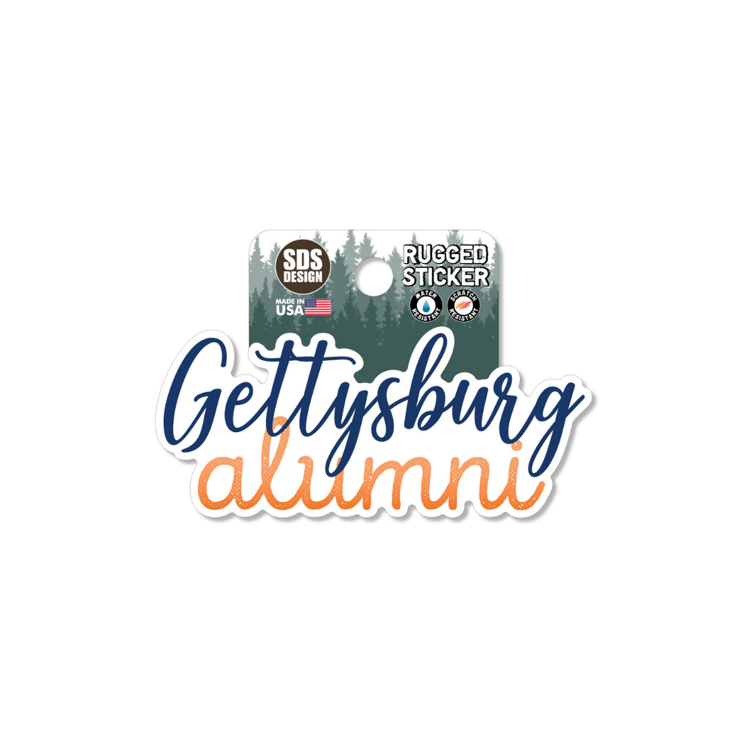 Gettysburg Alumni Stacked Script 3.5" Rugged Sticker