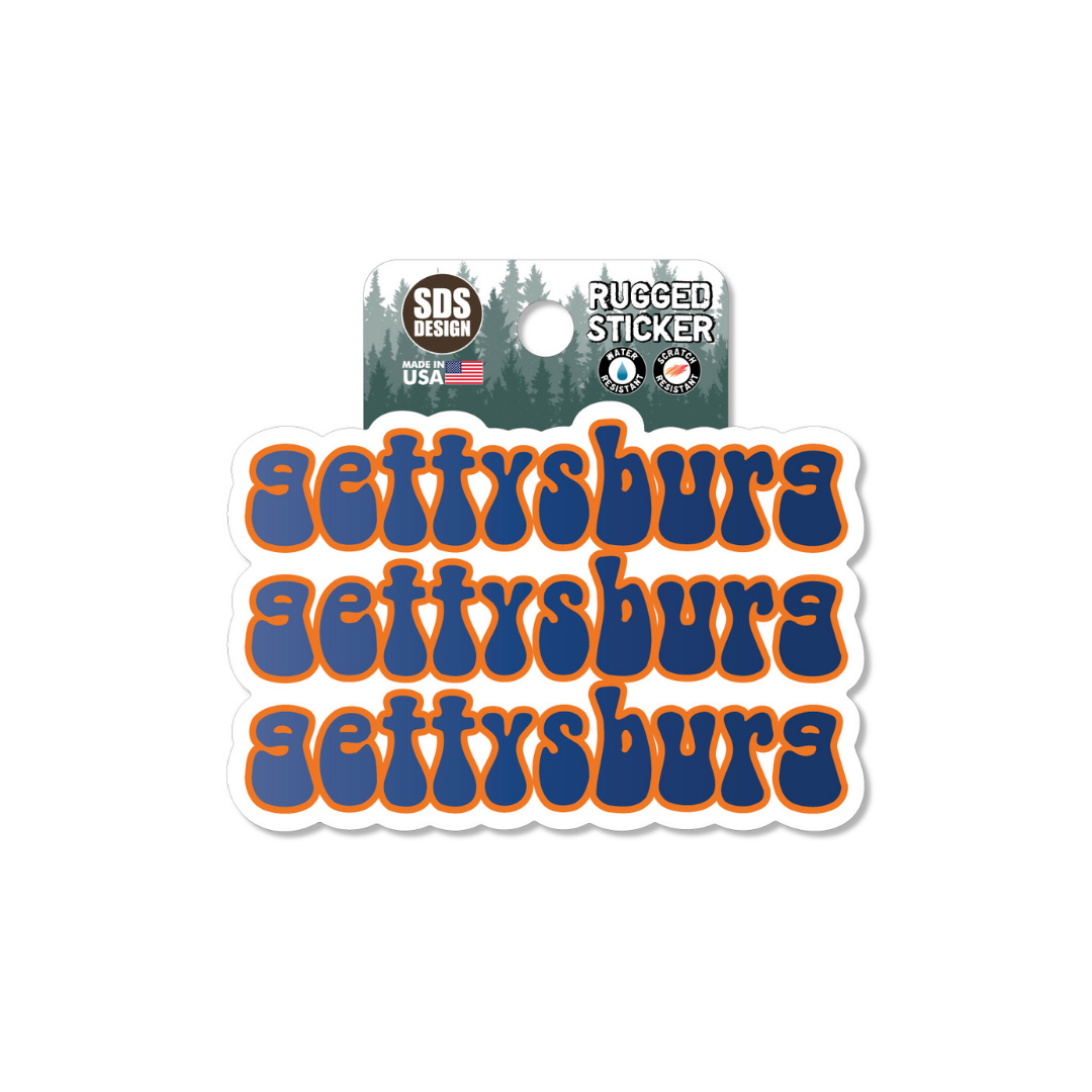 Gettysburg Bubble Text x3 3.5" Rugged Sticker