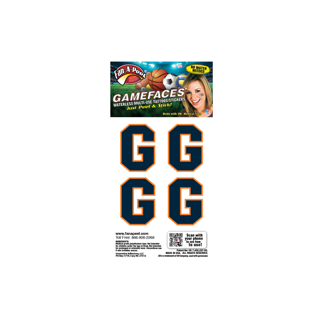 Gettysburg College Block G Face Sticker Tattoos