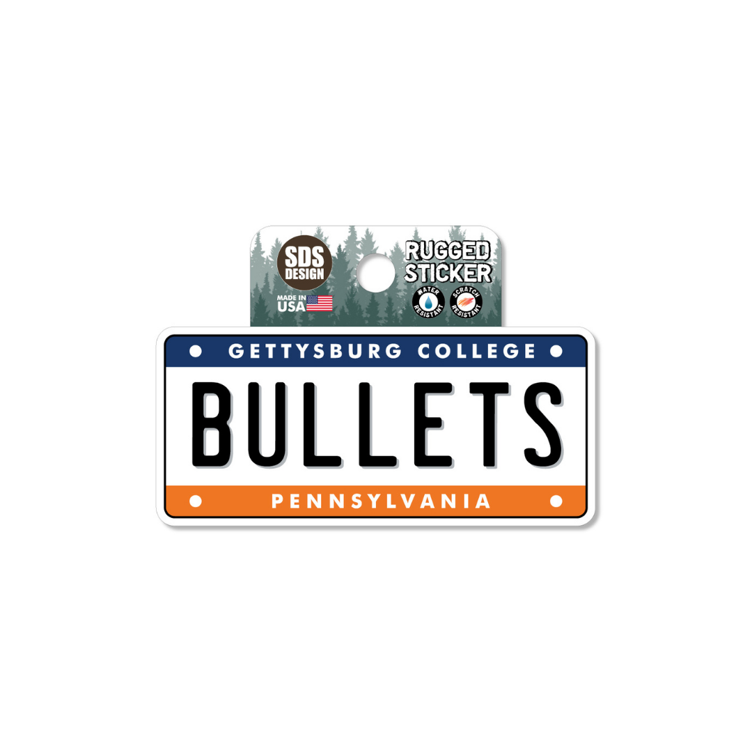 Gettysburg College License Plate 3.5" Rugged Sticker