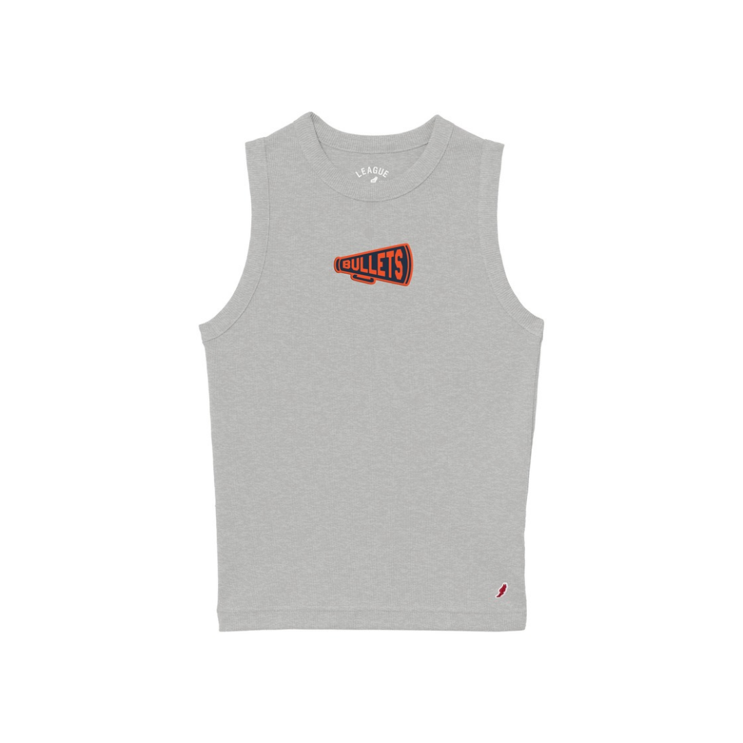 League Gettysburg College Bullets Megaphone Grey Ribbed Tank Top