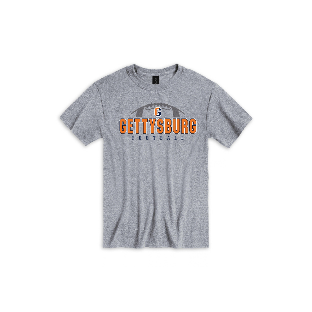 Gettysburg College Football Split G Gray Short Sleeve Tee