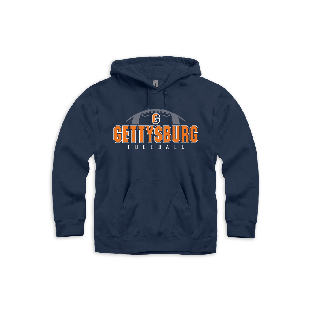 Gettysburg College Football Split G Navy Hooded Sweatshirt