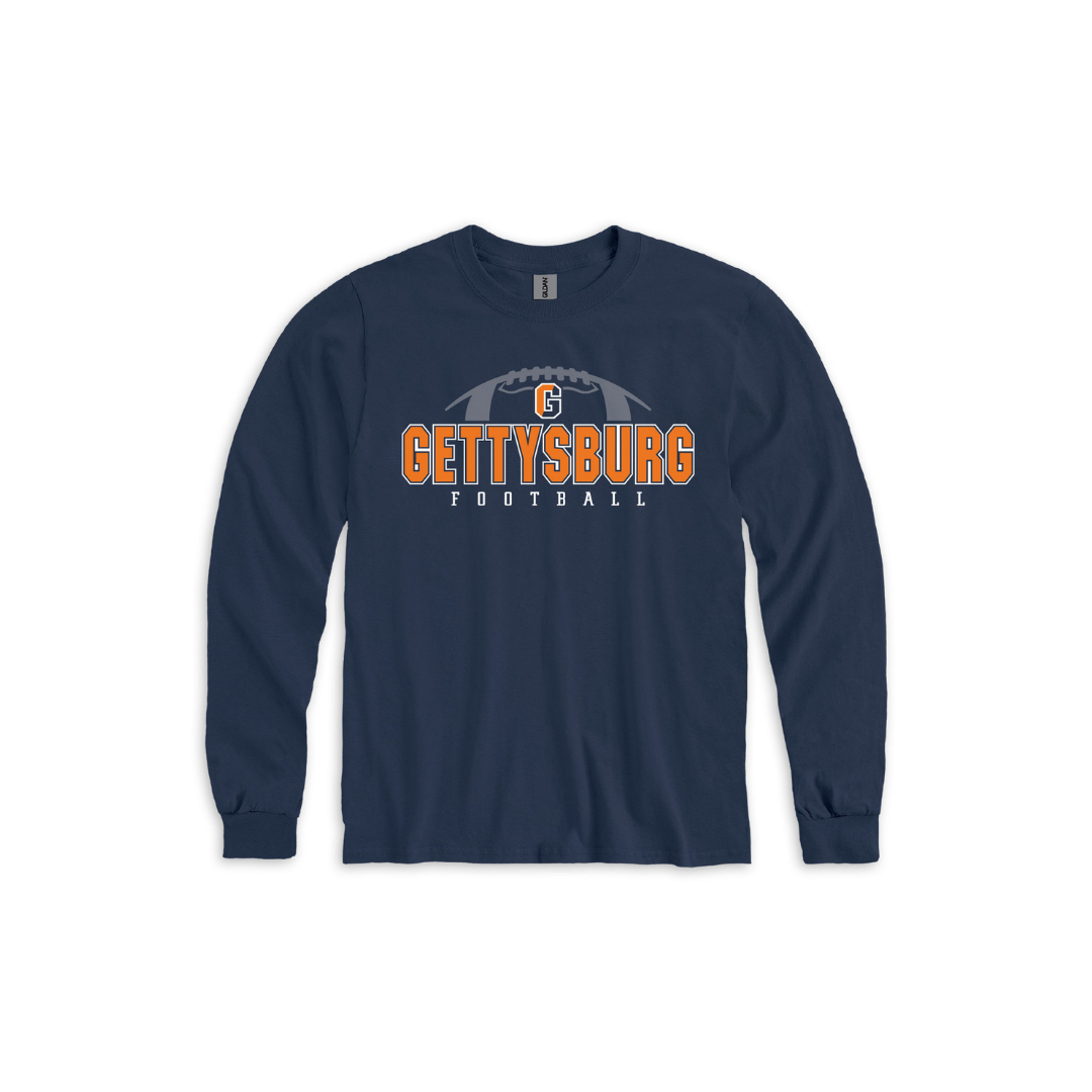 Gettysburg College Football Split G Navy Long Sleeve Tee