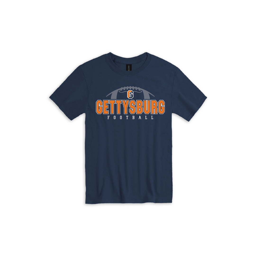 Gettysburg College Football Split G Navy Short Sleeve Tee
