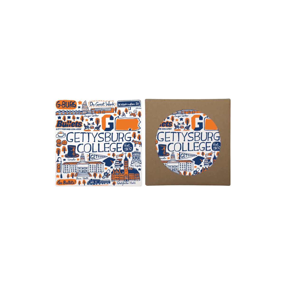 Gettysburg College Julia Gash 7" Square Absorbent Stone Trivet