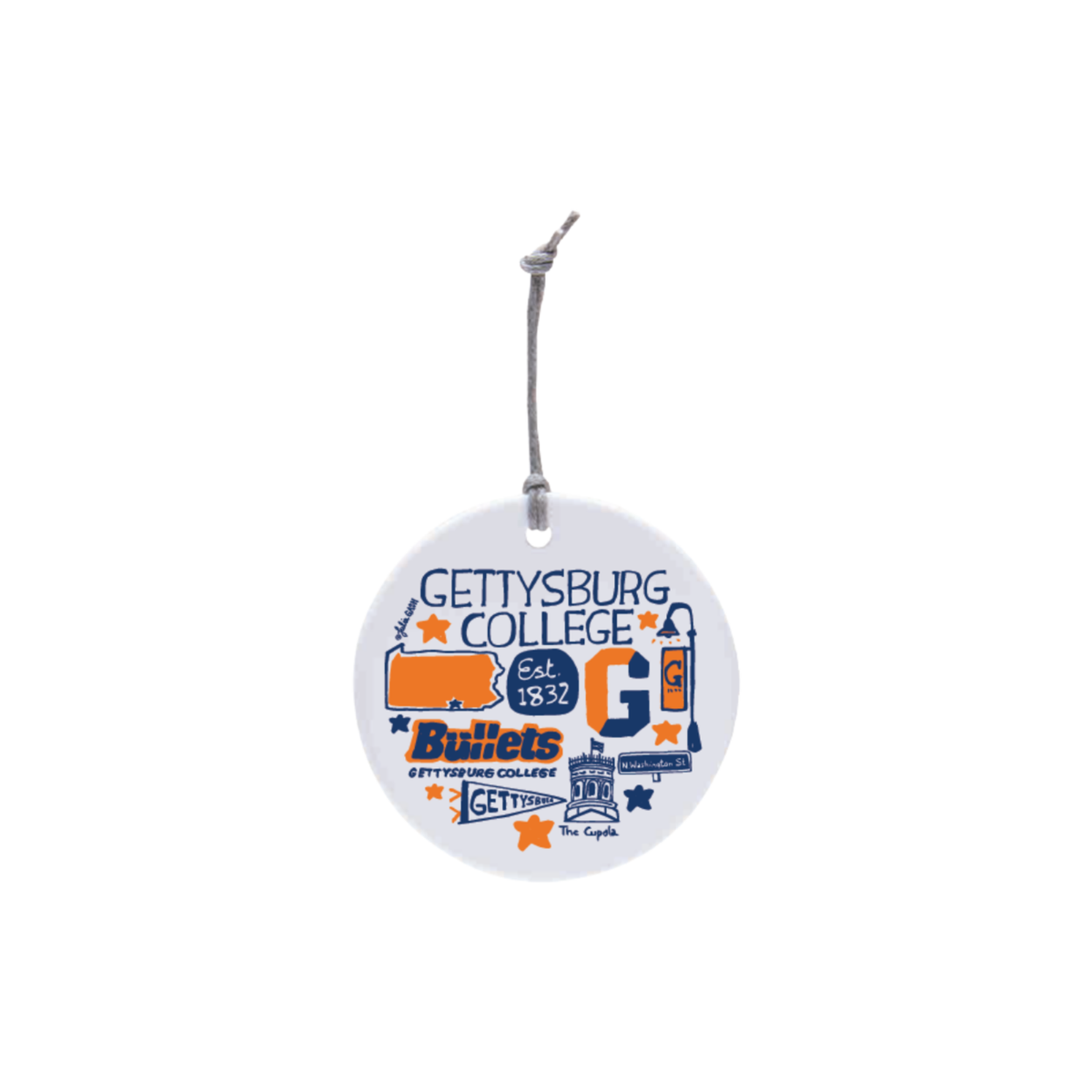 Gettysburg College Julia Gash Ceramic Holiday Ornament