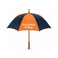 Gettysburg College Orange and Navy Wood Shaft Golf Umbrella