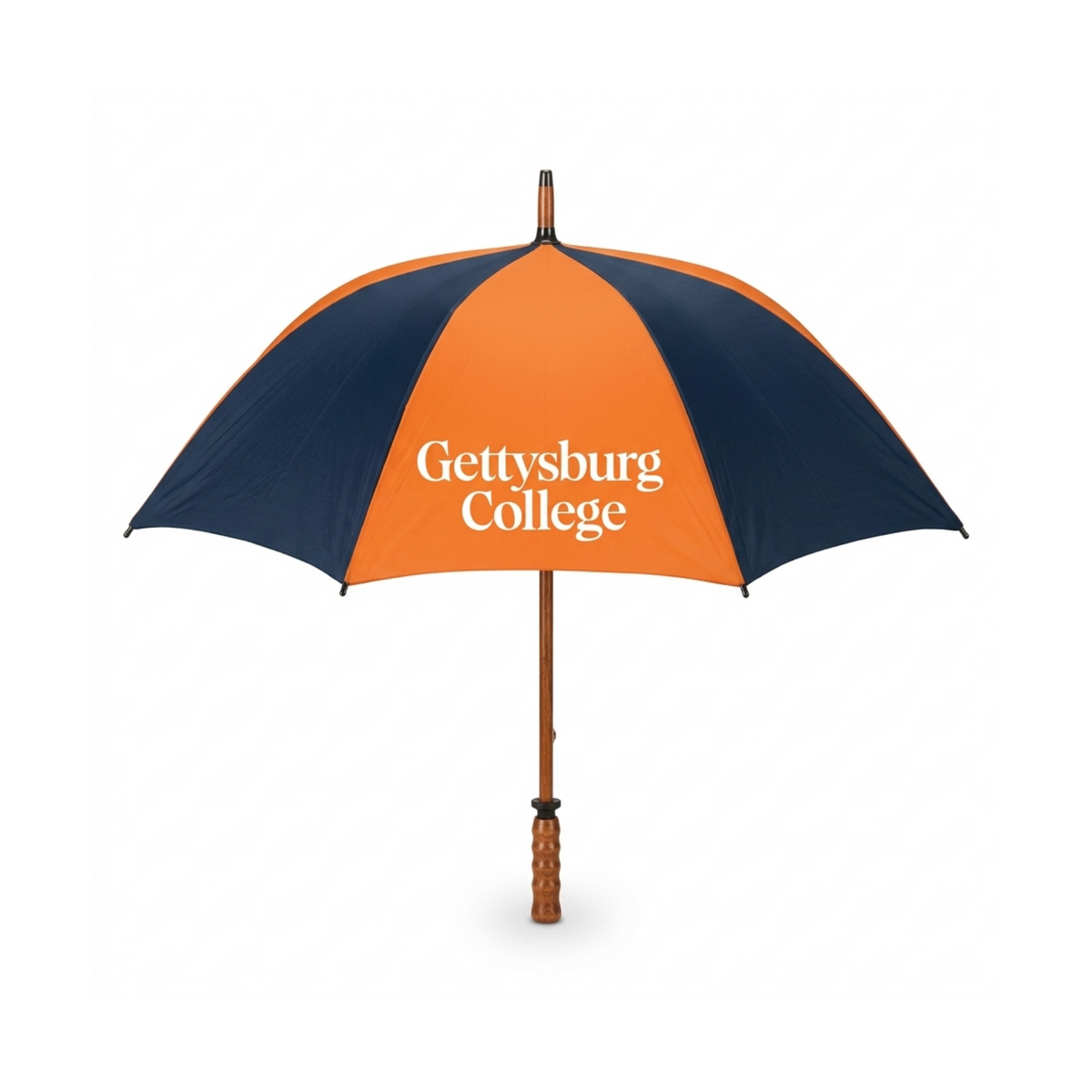 Gettysburg College Orange and Navy Wood Shaft Golf Umbrella