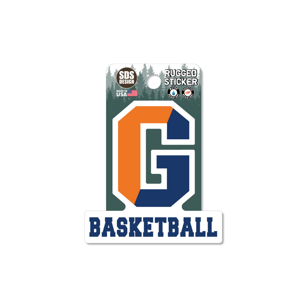 Gettysburg College Split G Basketball 3.5" Rugged Sticker