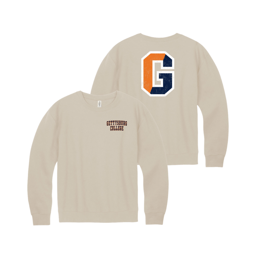 Gettysburg College Split G Natural Stone Crewneck Sweatshirt