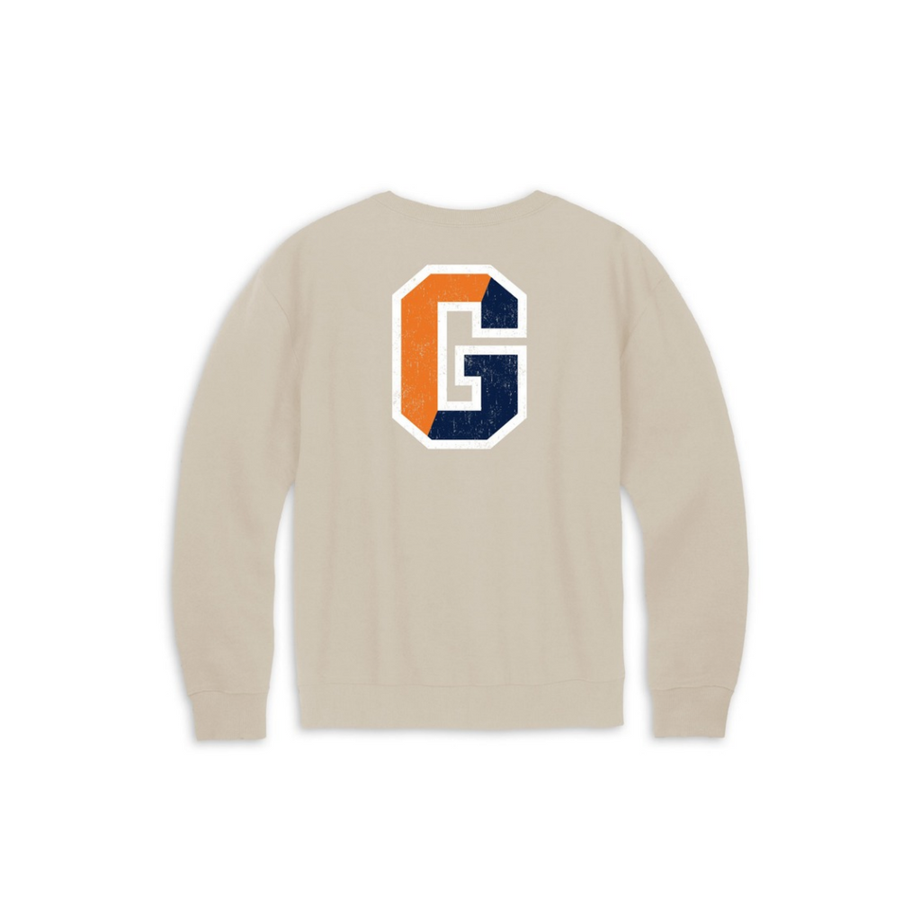 Gettysburg College Split G Natural Stone Crewneck Sweatshirt