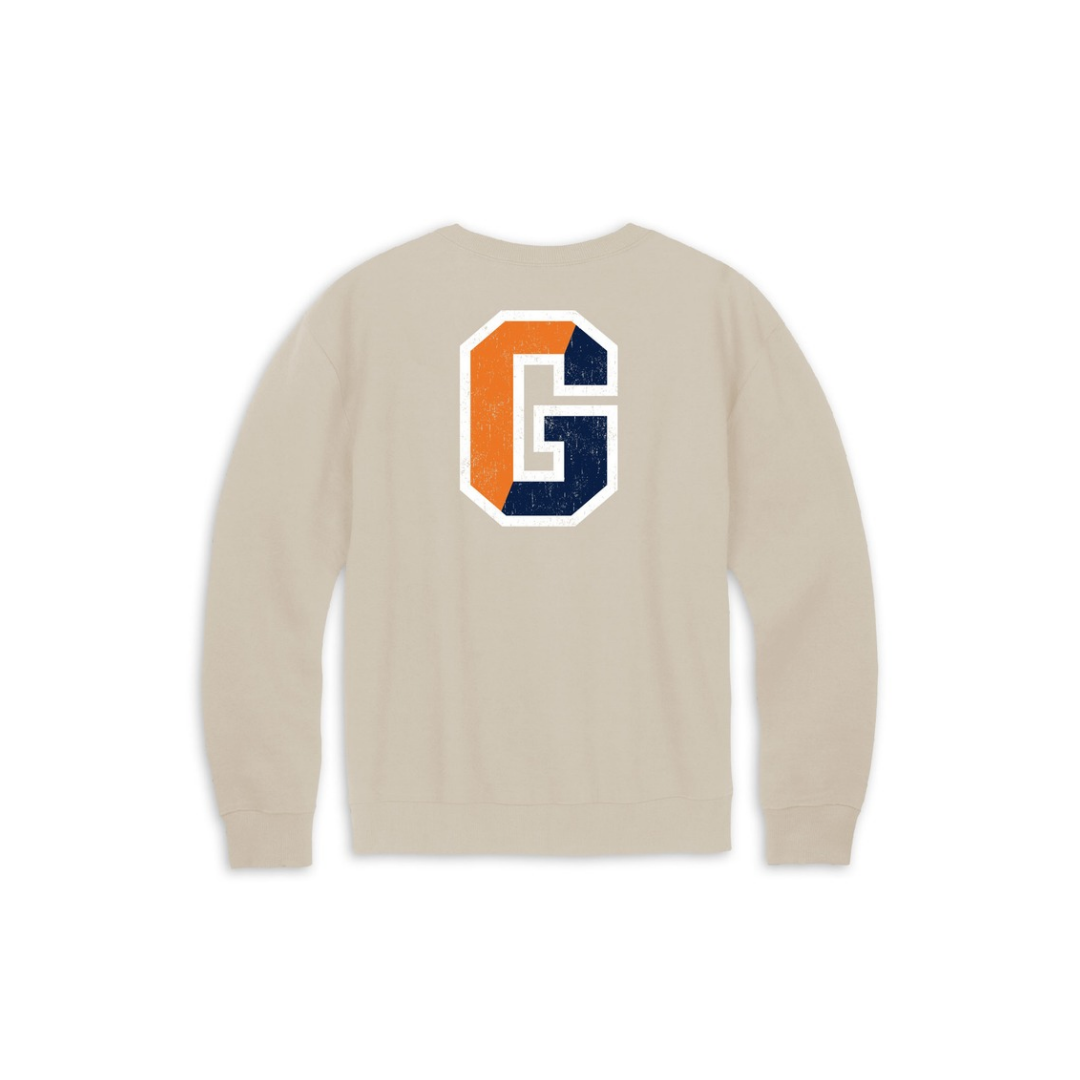 Gettysburg College Split G Natural Stone Crewneck Sweatshirt