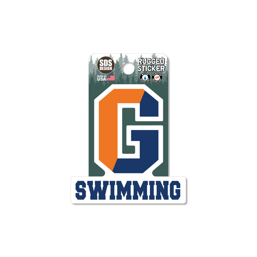 Gettysburg College Split G Swimming 3.5" Rugged Sticker