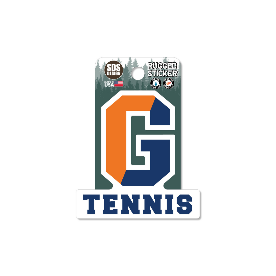 Gettysburg College Split G Tennis 3.5" Rugged Sticker