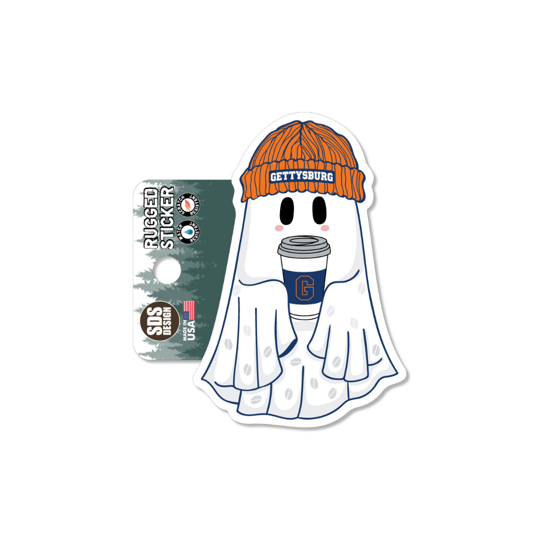 Gettysburg Ghost with Coffee Cup 3.5" Rugged Sticker