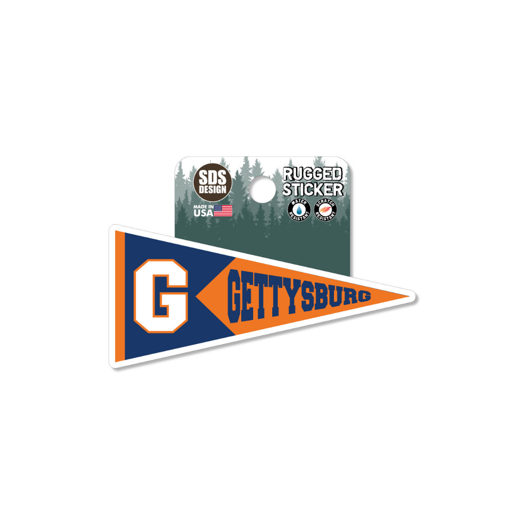 Gettysburg Pennant 3.5" Rugged Sticker