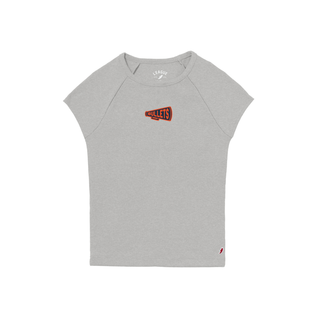 League Bullets Megaphone Retro Rib Gray Babydoll Tee