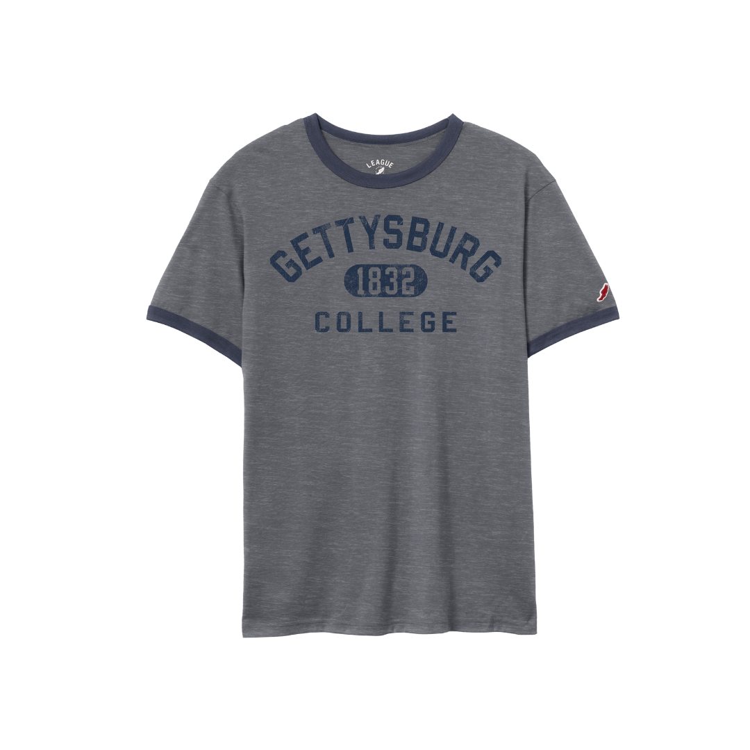 League Gettysburg College 1832 Distressed Ringer Short Sleeve Tee