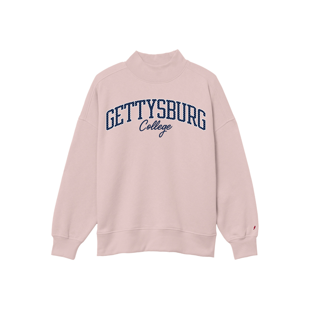 League Gettysburg College Polka Dot Screen Print Dusty Rose Diana Mock Neck
