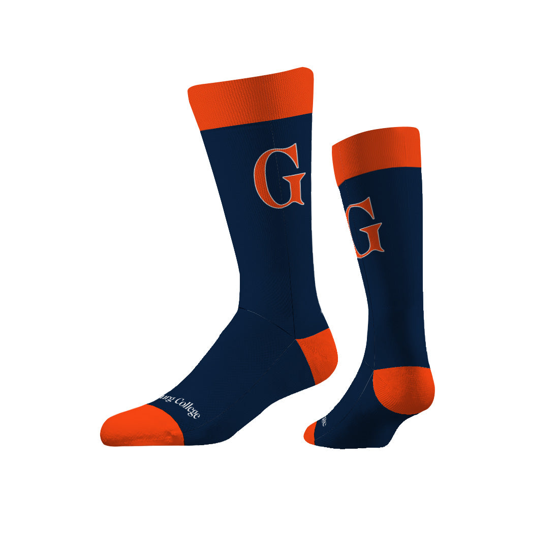 Gettysburg College G Navy and Orange Dress Socks