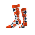 Gettysburg College Block G Navy and Orange Argyle Socks