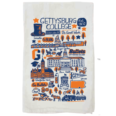 Gettysburg College Julia Gash 100% Organic Cotton Tea Towel