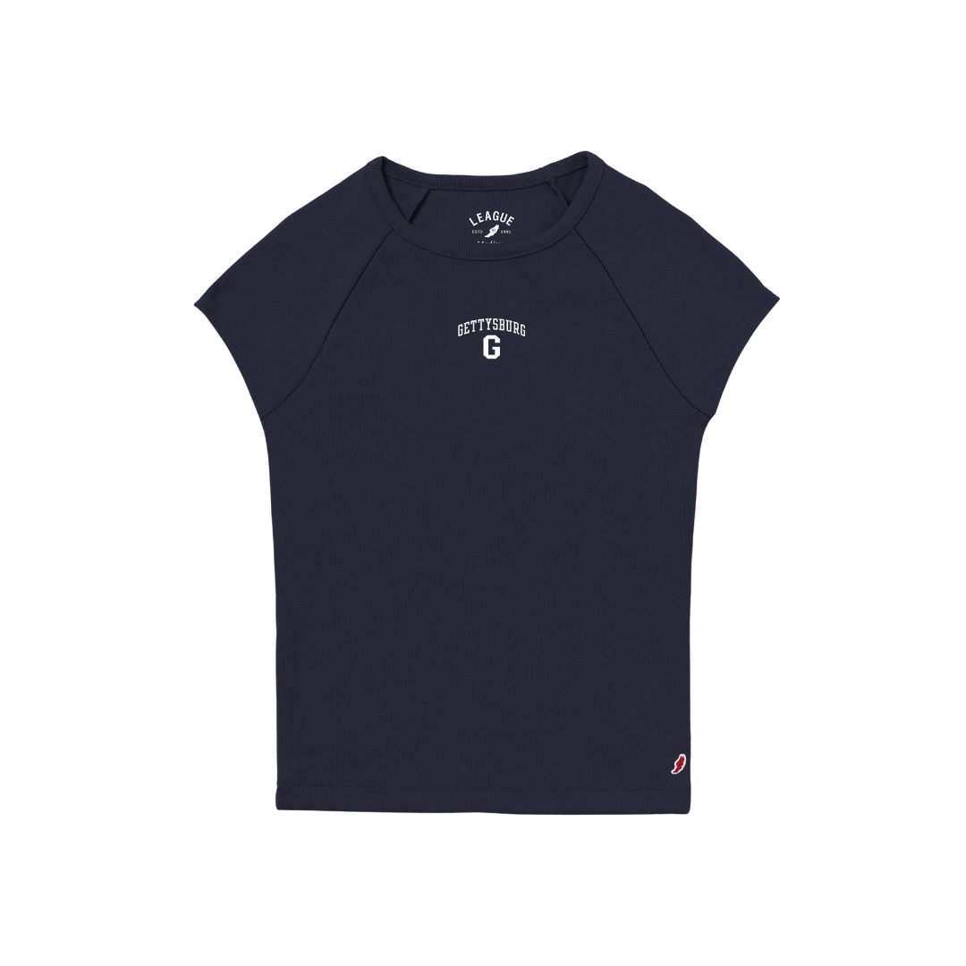 League Gettysburg College Ladies Navy Retro Rib Baby Doll Tee