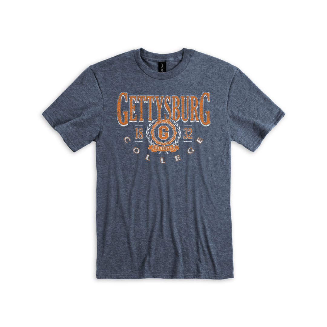 Gettysburg College Distressed Heather Navy Soft Style Short Sleeve Tee