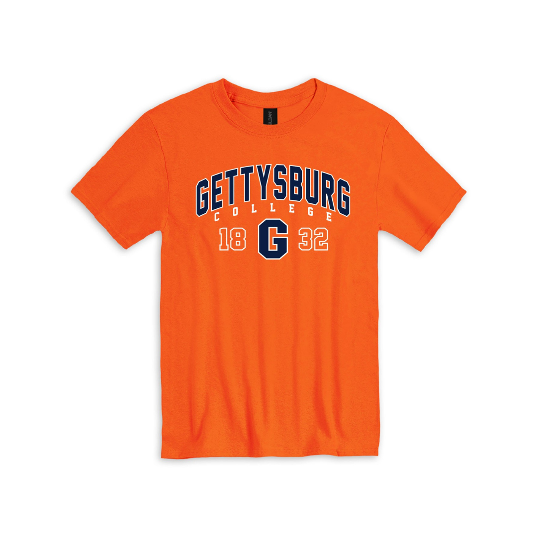 Gettysburg College Block G Orange Short Sleeve Tee