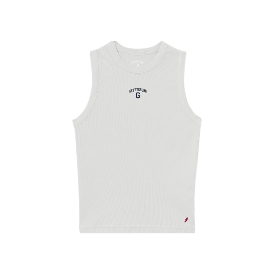 League Gettysburg College Ladies White Retro Rib Tank Top