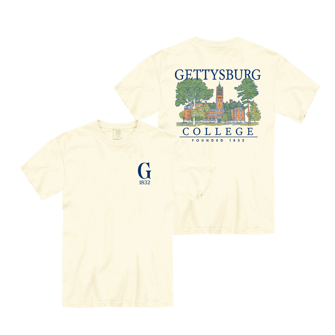 Gettysburg College Glatfelter Hall Ivory Comfort Colors Tee