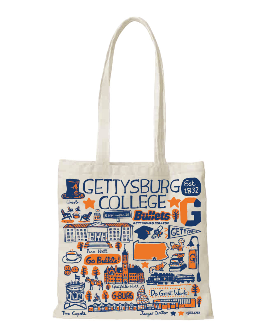 Gettysburg College Julia Gash Canvas Slim Tote Bag