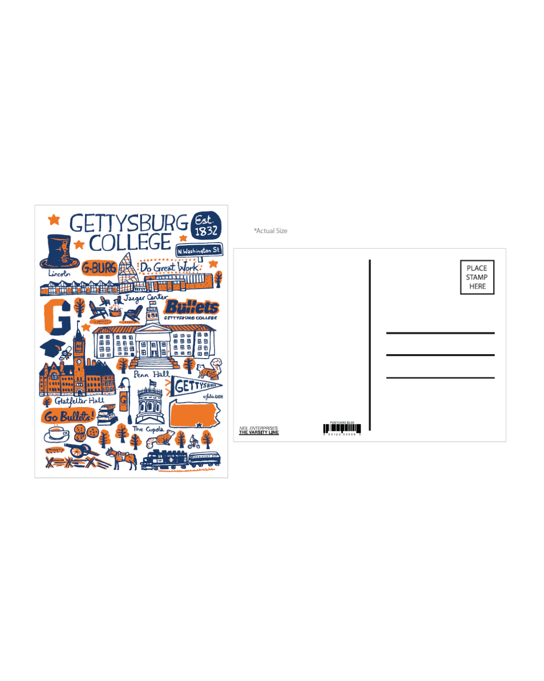 Gettysburg College Julia Gash Art Postcard