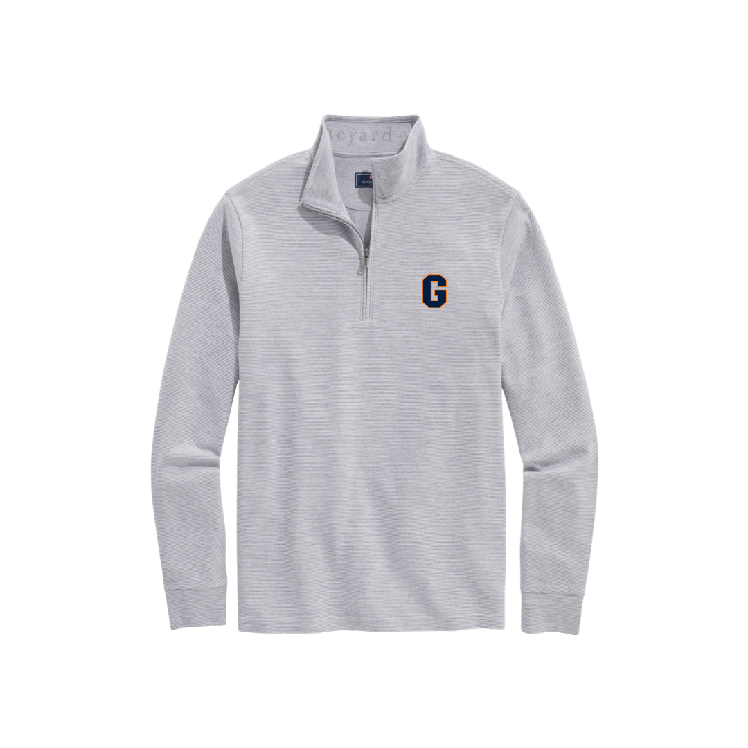 Gettysburg College Vineyard Vines Embroidered Block G Men's Saltwater Granite Gray Quarter Zip