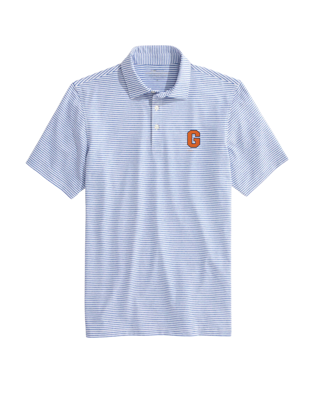 Vineyard Vines Gettysburg College Block G Performance Bradley Stripe Sankaty Yacht Blue Polo
