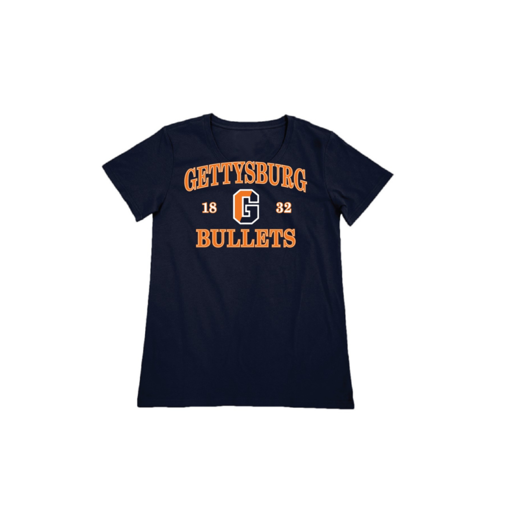 Women's Lizzie Navy Short Sleeve Tee - Gettysburg Bullets 1832 Athletic G