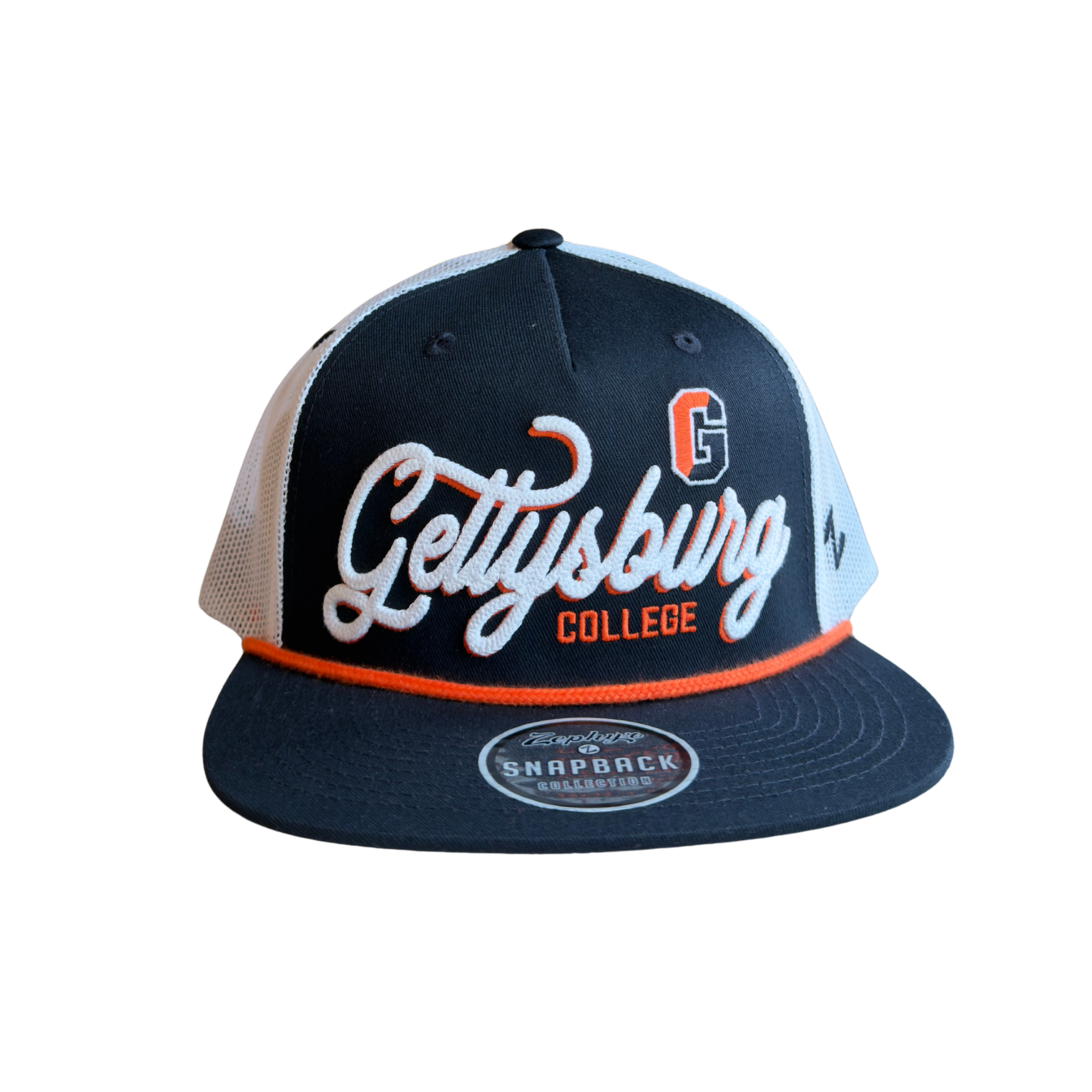 Zephyr Trace Trucker Cap With Rope - Gettysburg College Athletic Split G