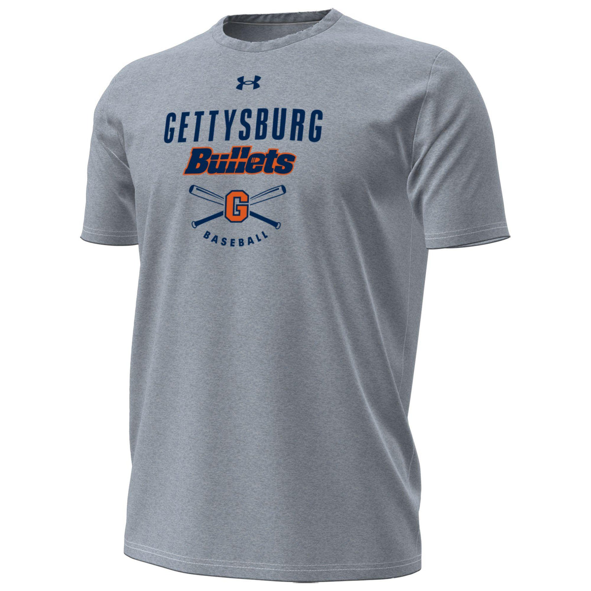 Under Armour Gettysburg Bullets Baseball Gray Short Sleeve Tee