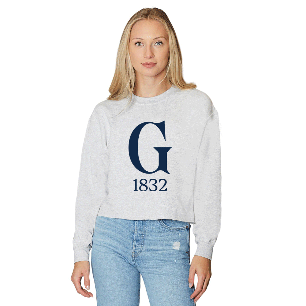 Gettysburg College G 1832 Women's Embroidered Cropped Crewneck Sweatshirt