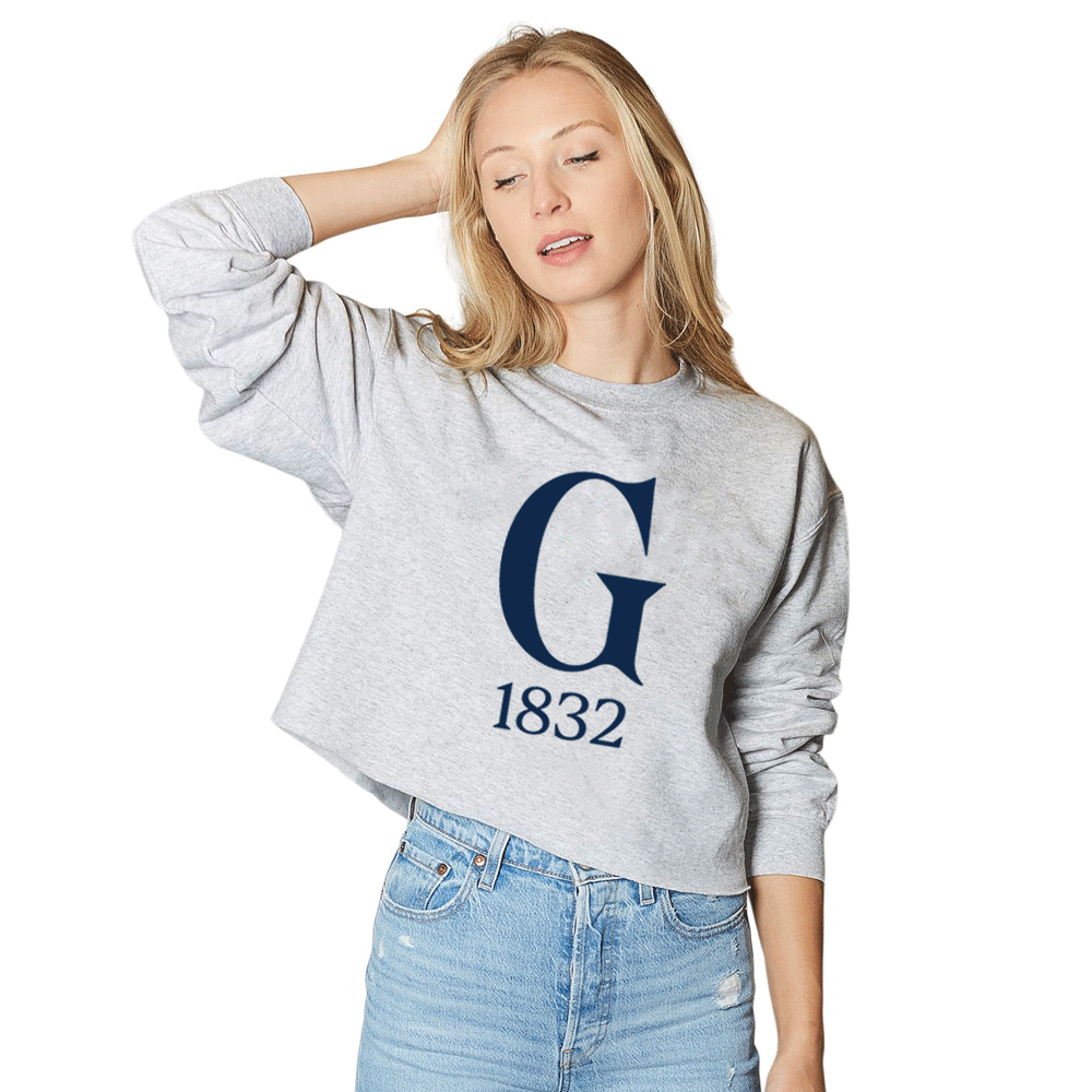 Gettysburg College G 1832 Women's Embroidered Cropped Crewneck Sweatshirt